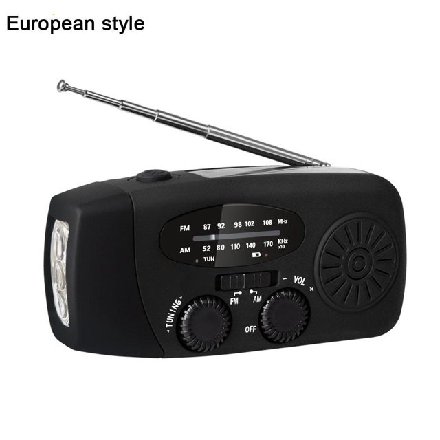 SharkTRUE Wind Up Solar Radio, Survival Hand Crank Dynamo AM/FM Emergency Weather Radio, with Rechargeable USB Phone Charger, LED Bright Flashlight, Portable Solar Radio use for Outdoor Camping