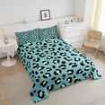 thumbnail image 3 of YST Teal Leopard Print Bedding Set Full Beige Animal Printed Comforter Set, Wild Cheetah Duvet Insert African Wildlife Quilt Set, Safari Leopard Bedding Comforters & Sets Turqoise Black Decor, 3 of 6