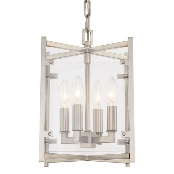 Danbury 4 Light Brushed Nickel Chandelier by Crystorama DAN-8794-BN in Nickel Finish