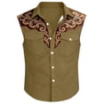 thumbnail image 3 of IWRICH Western Sleeveless Shirts for Men Plus Size Collared Button down Tank Tops Cowboys Fashion Casual Tops Khaki XXL, 3 of 4