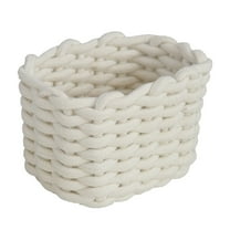 Woven Rope Storage Basket - Handmade, Rectangular - for Living Room/Bedroom, Towels/Toys, Sturdy/Foldable, Decorative, Space-Saving