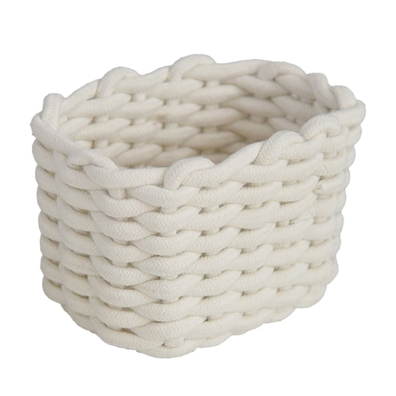 Woven Rope Storage Basket - Handmade, Rectangular - for Living Room/Bedroom, Towels/Toys, Sturdy/Foldable, Decorative, Space-Saving