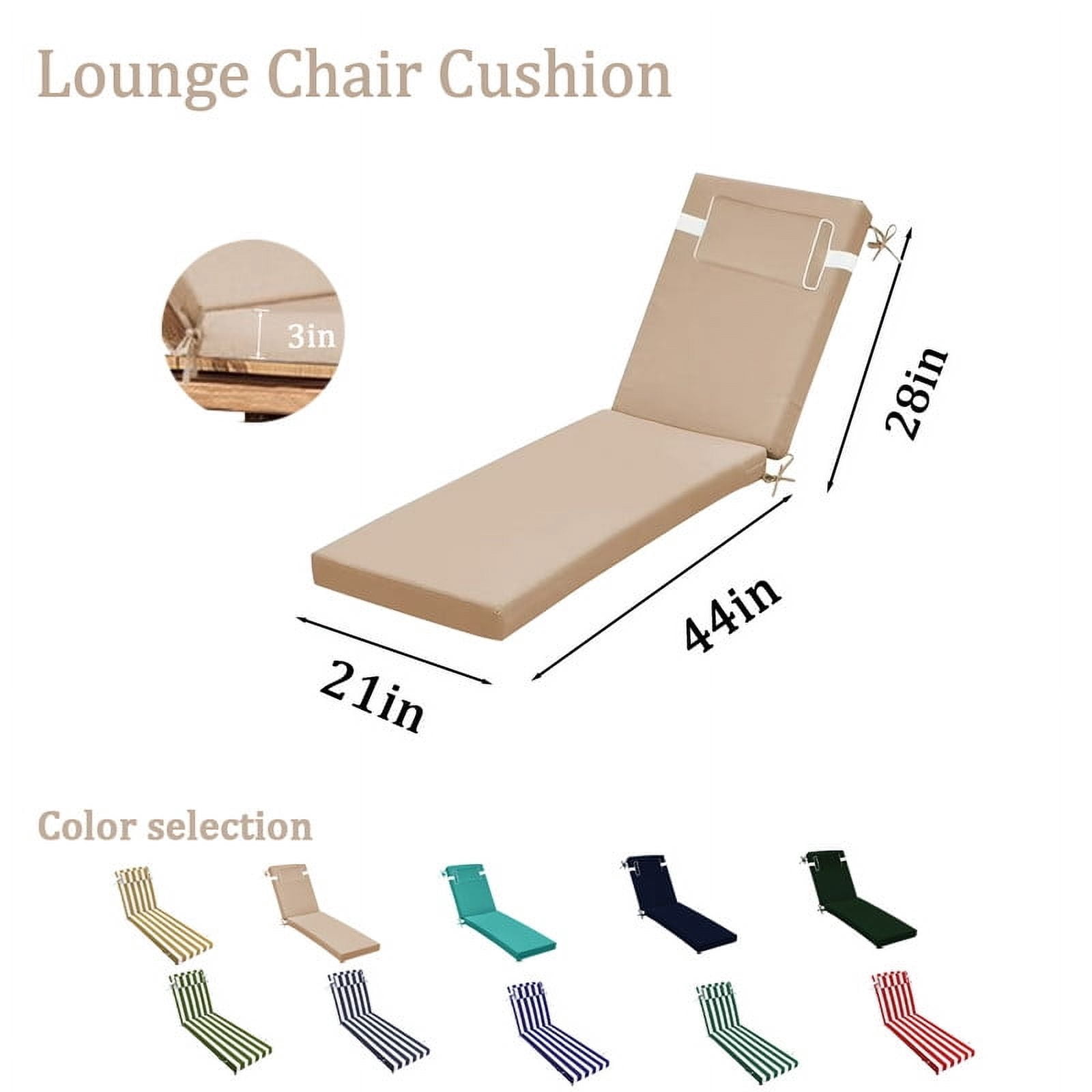 Outdoor Chaise Lounge Chair Cushion, Replacement Cushions For Patio Furniture, Waterproof Pool Chair Cushions With Headres, Fade Resistant Sun Lounger Cushions（1pc Beige ）