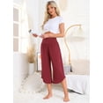 thumbnail image 3 of DARING DIVA Women's Yoga Cropped Casual Pants with Pockets M Wine Red, 3 of 7