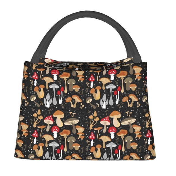 Fotbe Various Mushrooms Bolsa Térmica Portátil con Estampado, Bolsa de Entrega de Alimentos Aislada, Bolsa Reutilizable de Gran Capacidad para Comidas y Supermercado