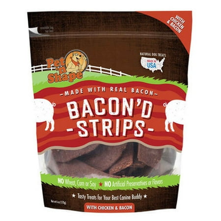 Bacon'D Strips Dog Treats with Chicken & Bacon - 6 oz Bacon'D Strips with Chicken &