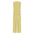 thumbnail image 4 of Scyoekwg 2 Piece Women Lounge Sets Fashion Round Neck Sleeveless Tops Elastic Waist Wide Legs Pants Casual Suit Sets (Yellow,S), 4 of 6
