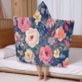 thumbnail image 5 of Pioneer Flower Floral Print Pattern Hooded Bath Towel，50"x30" for Ages 3 To 12 Kids, Quick Dry Lightweight Soft Microfiber Hood Beach Towel Cover Up for Kids, 5 of 7