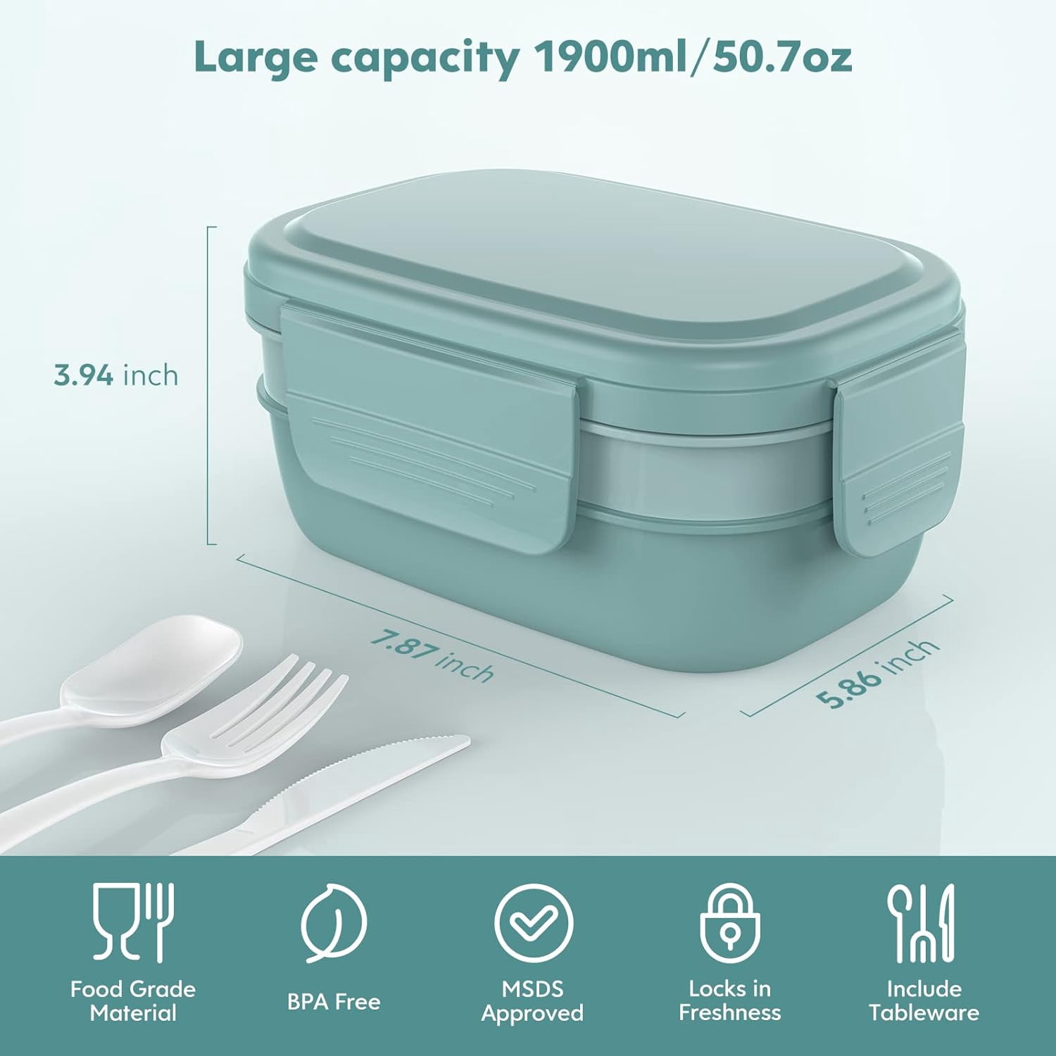 Ahot Adult Lunch Box,3 Stackable Bento Lunch Containers for Adults, Modern Minimalist Design Bento Box with Utensil Set, Leak-Proof Lunchbox for Dining Out, Work, Picnic