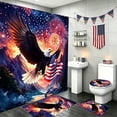 thumbnail image 6 of 4 Piece Patriotic Bathroom Set with Shower Curtain Toilet Seat Cover Floor Mat and U-Shaped Pad for Fourth of July Themed Bathroom Decor Complete Matching Ensemble, 6 of 6