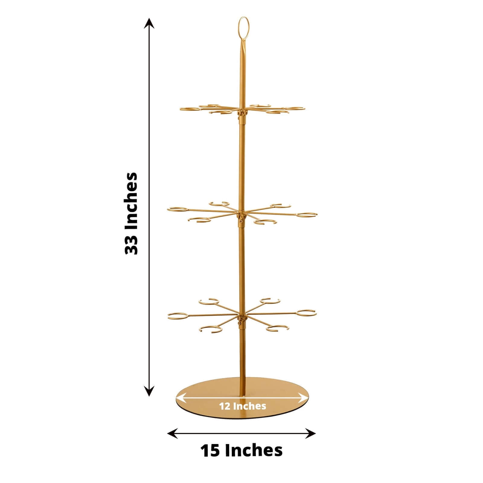 Efavormart 33" Gold Metal 3-Tier Long Stem Wine Glass Cocktail Cup Tree Stand, Champagne Flute Holder