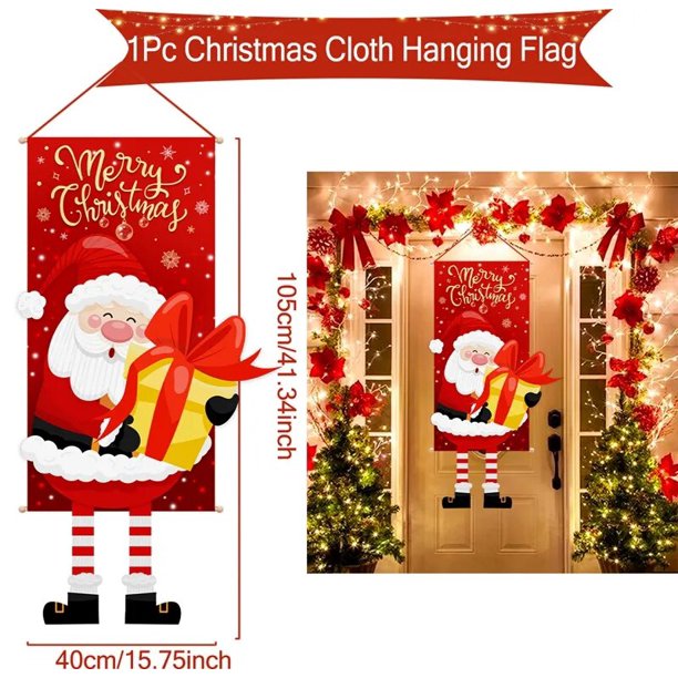 Bandera colgante de Feliz Navidad, decoraciones navideñas para la puerta del hogar, adornos navideños, regalos de Navidad, decoración de Año Nuevo 2023