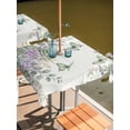 thumbnail image 2 of Outdoor Tablecloth with Umbrella Hole for Patio/Picnic/Party/Camping, Spring Lavender Waterproof Table Cloth Square Cover Washable, Garden Botanical Leaves Butterflies (60"x 60"), 2 of 8