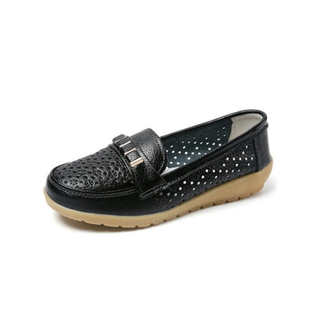 

Gomelly Women Walking Nonslip Slip On Moccasins Driving Lightweight Boat Shoes Comfort Hollow Out Casual Shoe Black 10