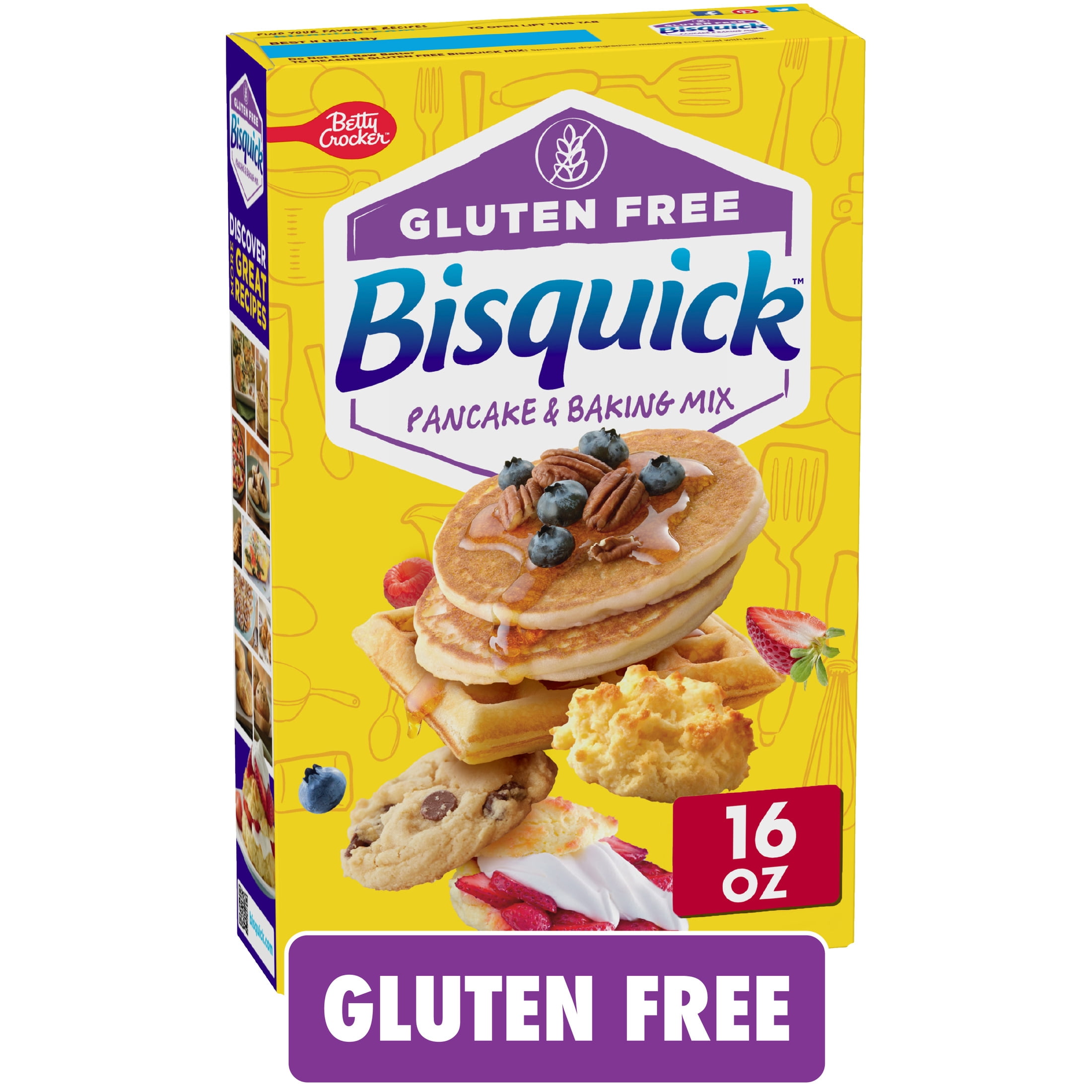 (4 pack) Betty Crocker Bisquick, Gluten Free Pancake and Baking Mix, 16 oz