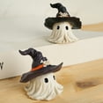 thumbnail image 3 of Halloween Tabletop Decorations, 3 Inch Spooky Ghosts Figurine with Witch Hat for Living Room Home Kitchen and Fireplace Decor,Purple, 3 of 6