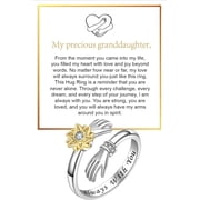 Granddaughter Daughter Hug Ring For Hope Rings, Stainless Steel Inspirational Jewelry Engraved Always With You Love You Forever Message Adjustable Non Tarnish Jewelry Birthday Gift Card