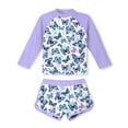 thumbnail image 6 of WOXIHUAN Girls 2 Pieces Rash Guard Swimsuit Long Sleeve Tankini with Shorts Printed Swimwear Purple 8-9 Years, 6 of 6