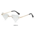 thumbnail image 4 of Vintage Rave Party Festival Eyeglasses Triangle Sunglasses for Women Retro Shades Diamond Shaped Rimless Sun Glasses GRAY BLUE, 4 of 8