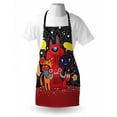thumbnail image 3 of Indie Apron Monster City Theme Funny Characters with Speech Bubbles Floral Swirls Hearts Stars, Unisex Kitchen Bib Apron with Adjustable Neck for Cooking Baking Gardening, Multicolor, by Ambesonne, 3 of 3
