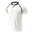 thumbnail image 4 of Jinda Men's Soft Cotton Tshirt Short Sleeve T Shirt Crewneck Henley Shirt Slim Fit Cool Fashion Casual Fitted Summer Top White Large, 4 of 4