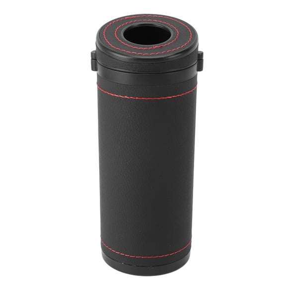 LAZIOEGR Lightweight Car Tissue & Window Breaker Holder – Black Leather & Tungsten Steel, Fits Cup Holders, Multi‑Use Travel Tray