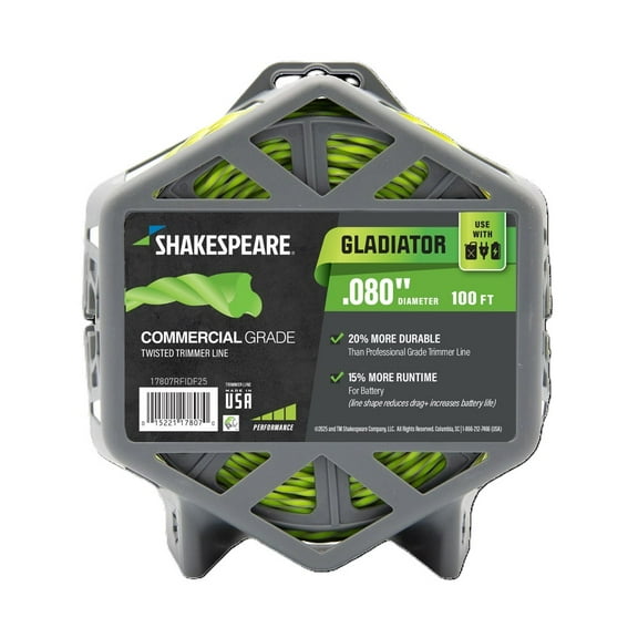 SHAKESPEARE 0.080" x 100' Commercial Trimmer Line - Green, Hurricane-Shaped (1 Count)