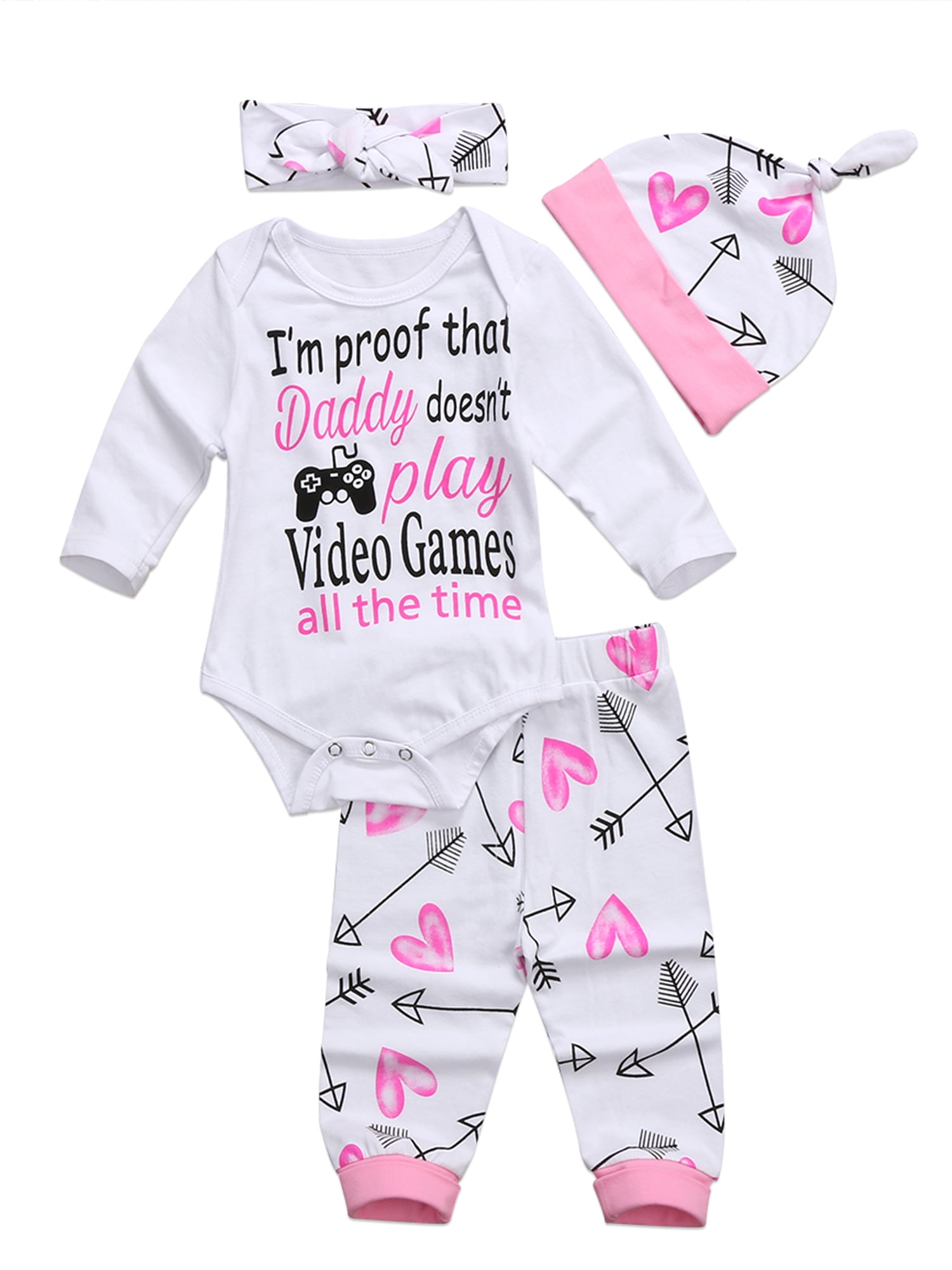 Pudcoco Newborn Infant Baby Girls Outfit Clothes Romper Jumpsuit Pants