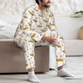 thumbnail image 7 of Honeii Rabbit And Carrot Pattern Mens Pajamas Set,2pcs Men's Lounge Long Sleeve Sleep Shirt and Pajama Bottoms Sleepwear Set,Mens Pjs Sets-Medium, 7 of 7