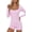 Pink, variant on Women's One Piece Pajama Romper Long Sleeve Stretchy Bodycon Bodysuit Square Neck One-piece Seamless Lace trim Loungewear XL Blue