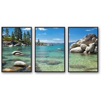 IDEA4WALL 3 Piece Framed Canvas Wall Art for Living Room, Bedroom Lake Tahoe Canvas Prints for Modern Home Decoration Ready to Hang