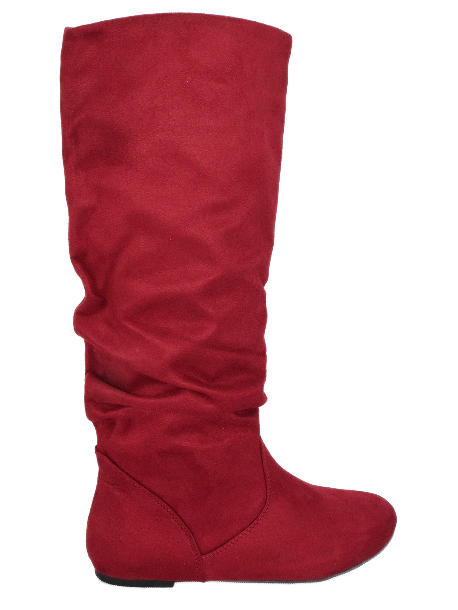 red leather boots flat