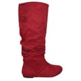 thumbnail image 2 of ZULUU Red Cherry Soda Brand Knee High Women Basic Boots Flat Slouchy Boots Slip on Faux Suede 6, 2 of 4