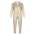 thumbnail image 2 of ZHOGXU Family Matching Pajamas Long Sleeve Solid Color Zipper Hooded Jumpsuits Comfortable Soft Holiday Festive Sleepwear Dad-Beige L, 2 of 7