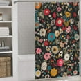 thumbnail image 3 of Dark Background Vibrant Floral Pattern Shower Curtains - Bath Shower Curtain Set with 12 Hooks for Adults Kids Bathroom Decor Accessories, 3 of 7