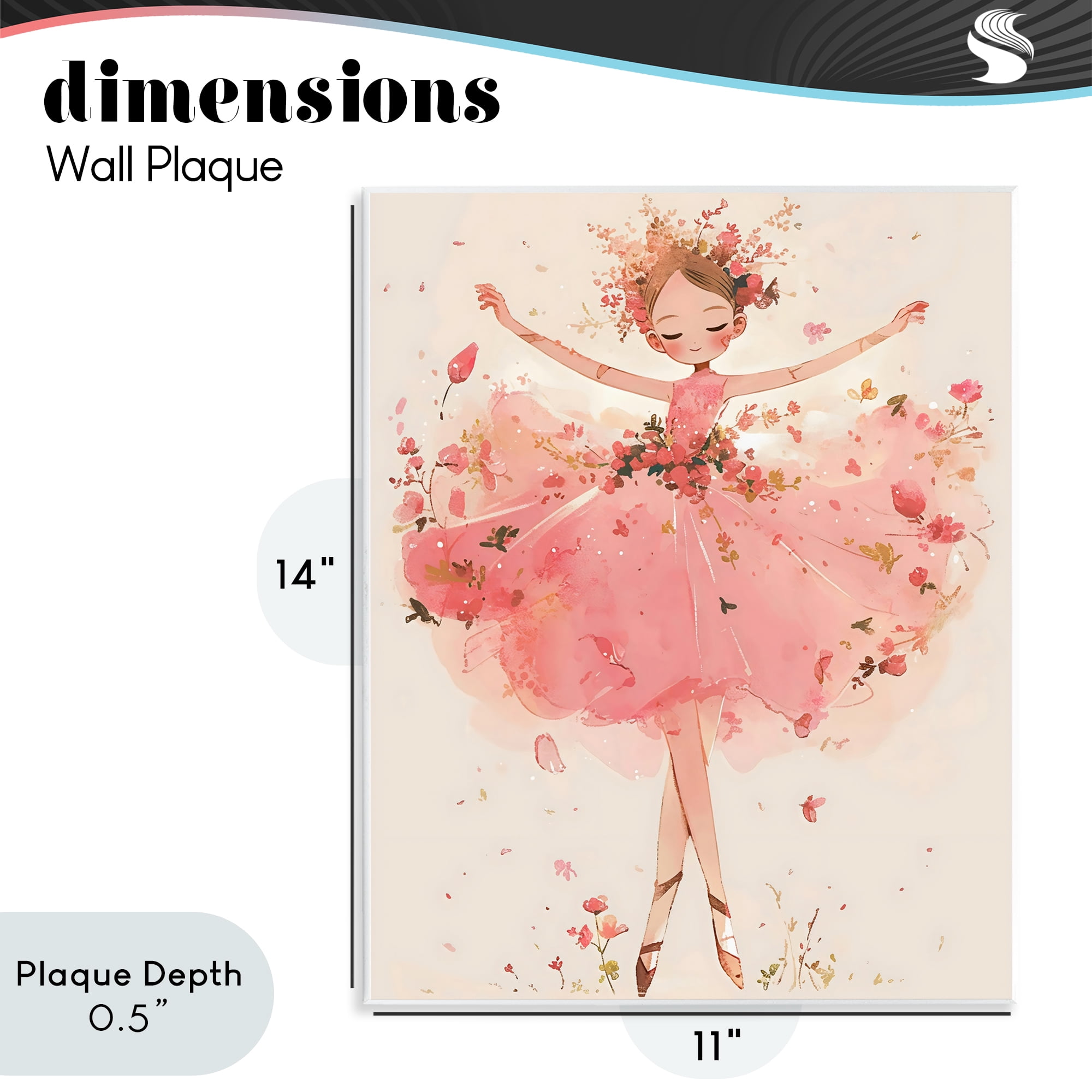 Stupell Industries Pink Floral Dress Ballerina Wall Plaque Art, design by Creative Studio