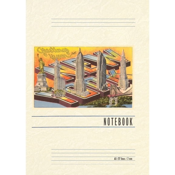 Vintage Lined Notebook Greetings from New York City, (Paperback)