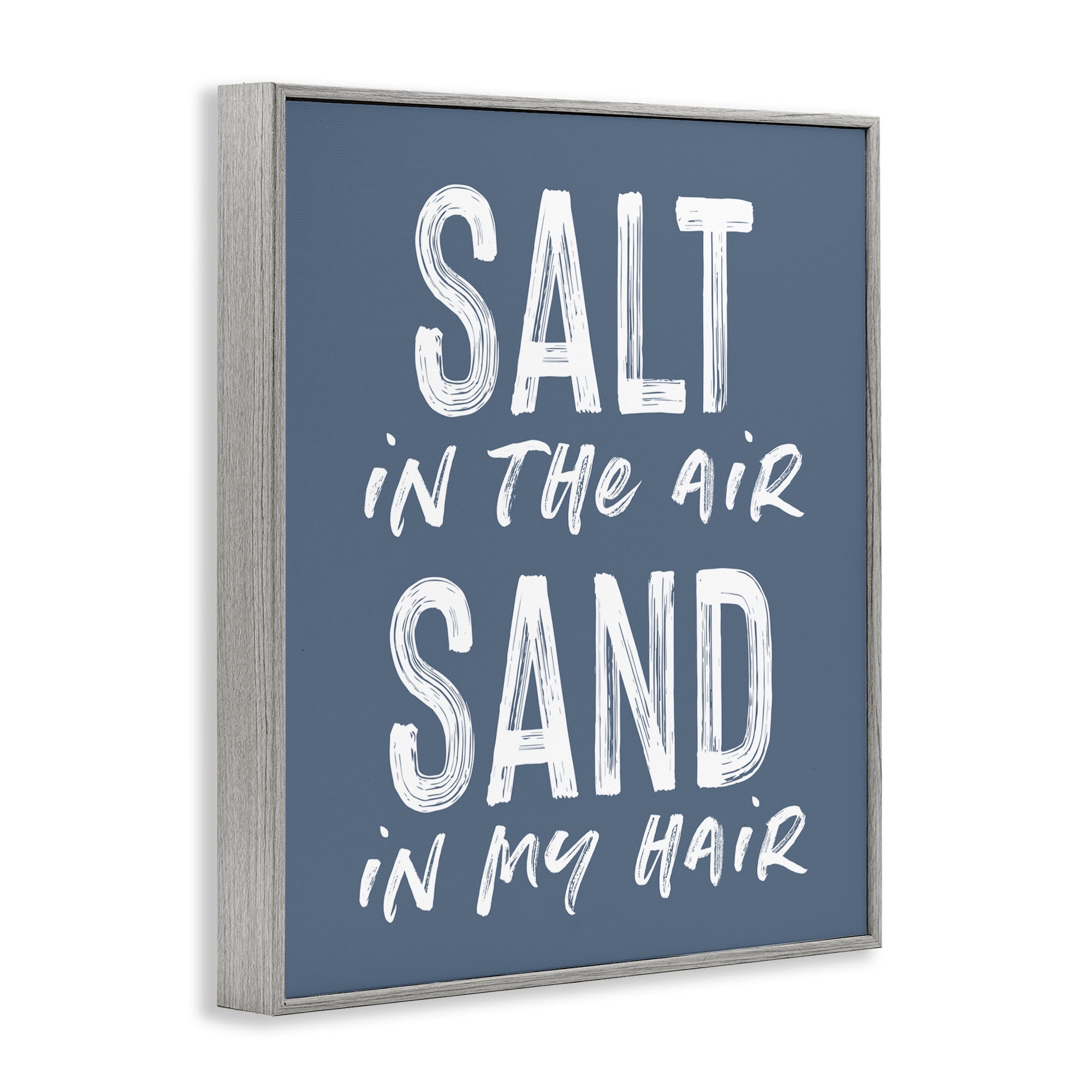 Summer Sentiment Salt Sand In Hair Gray Framed Giclee Art, design by Lettered and Lined