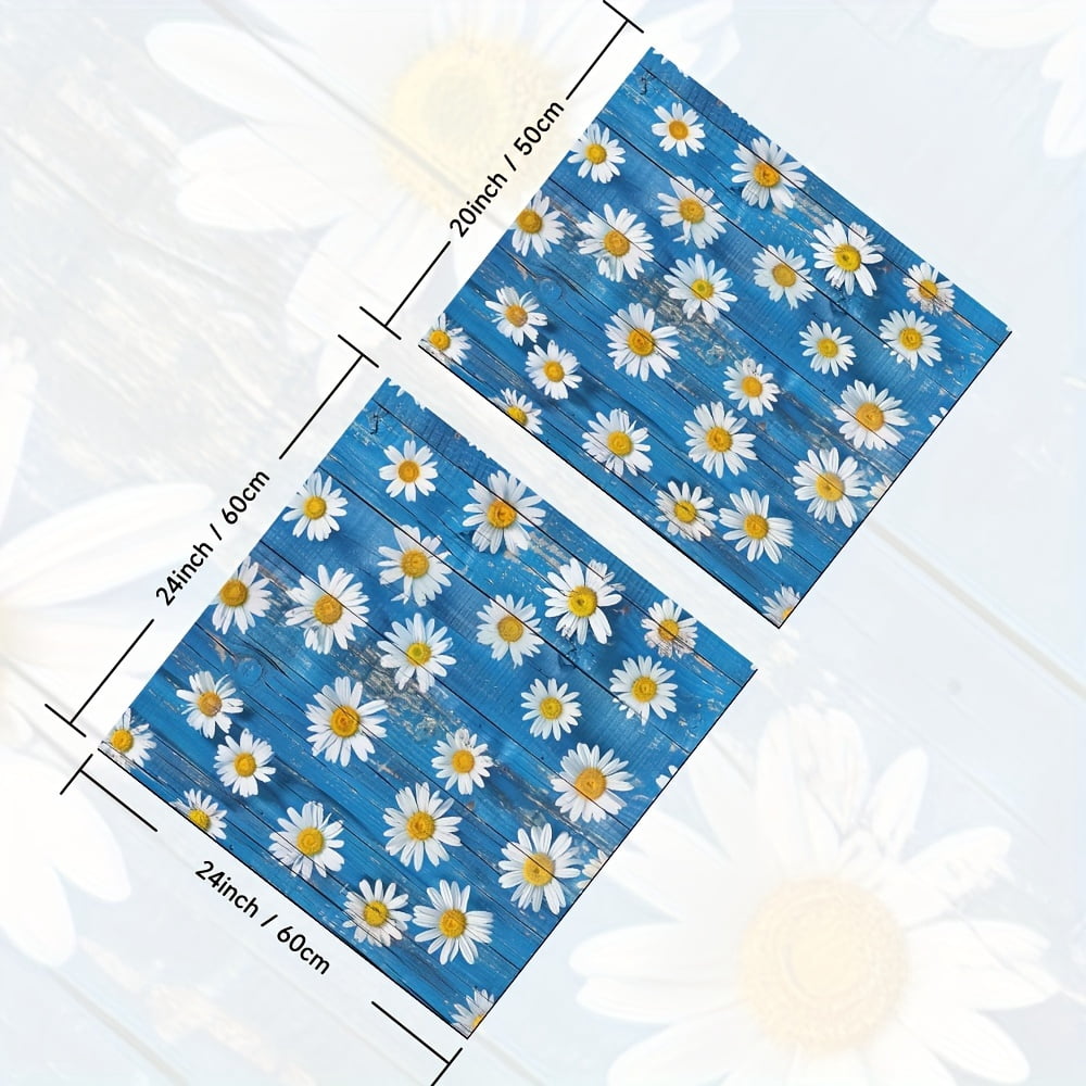 1pc, Dish Drying Pad, Spring Theme Daisy Pattern Washing Machine Dust Cover Mat, Countertop Absorbent Pad, Washstand Drain Mat, Washstand Cup Mat, Kitchen Accessories, Bathroom Accessories