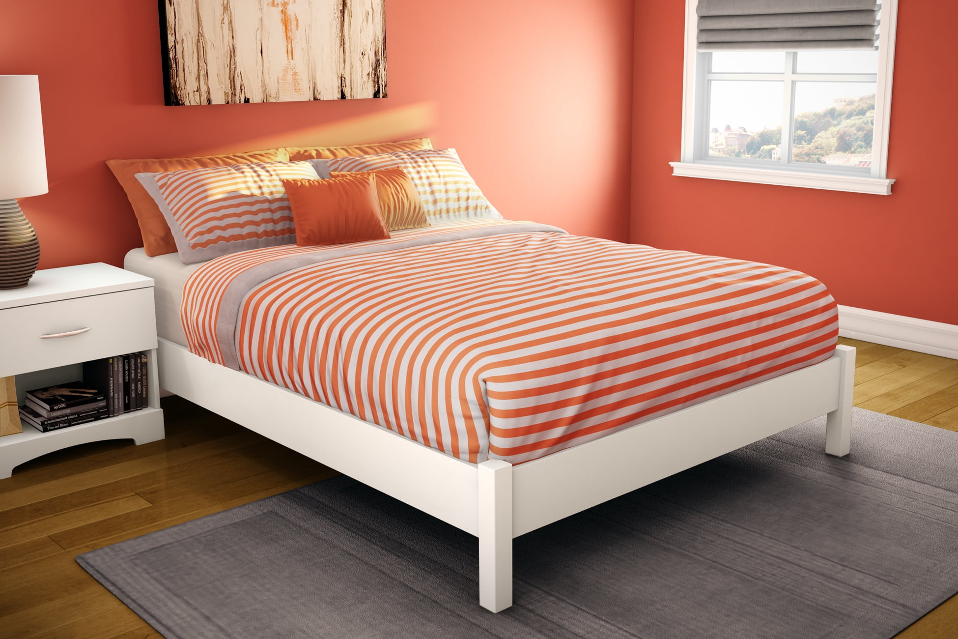 South Shore Step One Full Platform Bed, in Pure White