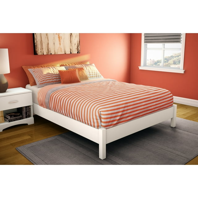 South Shore Step One Full Platform Bed, in Pure White