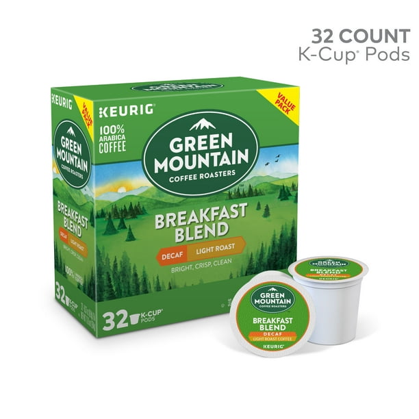Green Mountain Coffee Decaf Breakfast Blend K-Cup Pods, Light Roast, 32