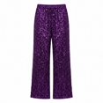 thumbnail image 6 of Levmjia Women's Sequin Wide Leg Pants, High Waist Glitter Pants for Women, Elastic Waist Casual Party Pants, Solid Color Festival Dance Lounge Pants, 6 of 6