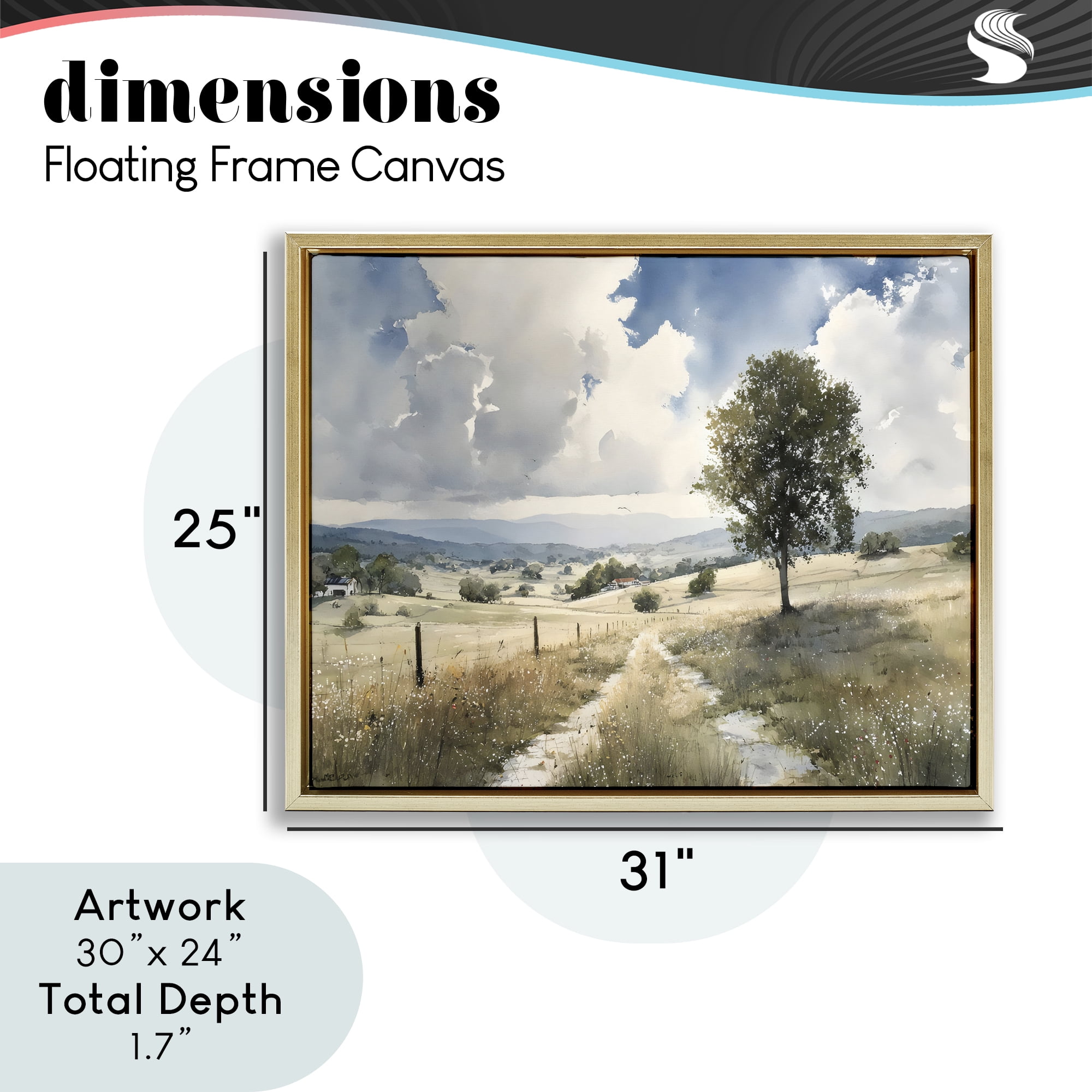 Stupell Industries Wagon Road Through Meadow Gold Framed Floater Canvas Wall Art, design by Franklyn Gregory