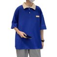 thumbnail image 1 of Camiseta Cuello Vuelto Bloqueo de Color Suelto Hombres Verano Tops Casual para Trabajar para Citas ANGGREK Otros, 1 of 8