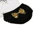 thumbnail image 4 of CNKOO Baby Girls Short Sleeve Daddy‘s Princess Romper with Ruffle Short and Headband 3pc Outfit Set, 4 of 5
