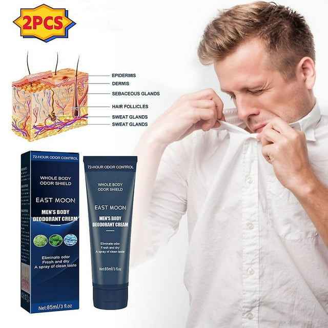 2PCS Mens Body Gentle Deodorant Cream Fresh And Dry For Whole Body Odor Control Skin Safe NEW