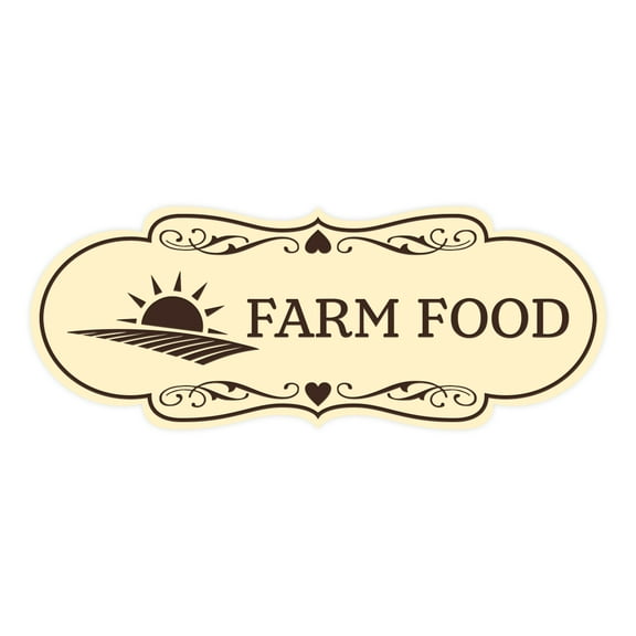 Designer Farm Food Sign (Ivory/Dark Brown) - Large