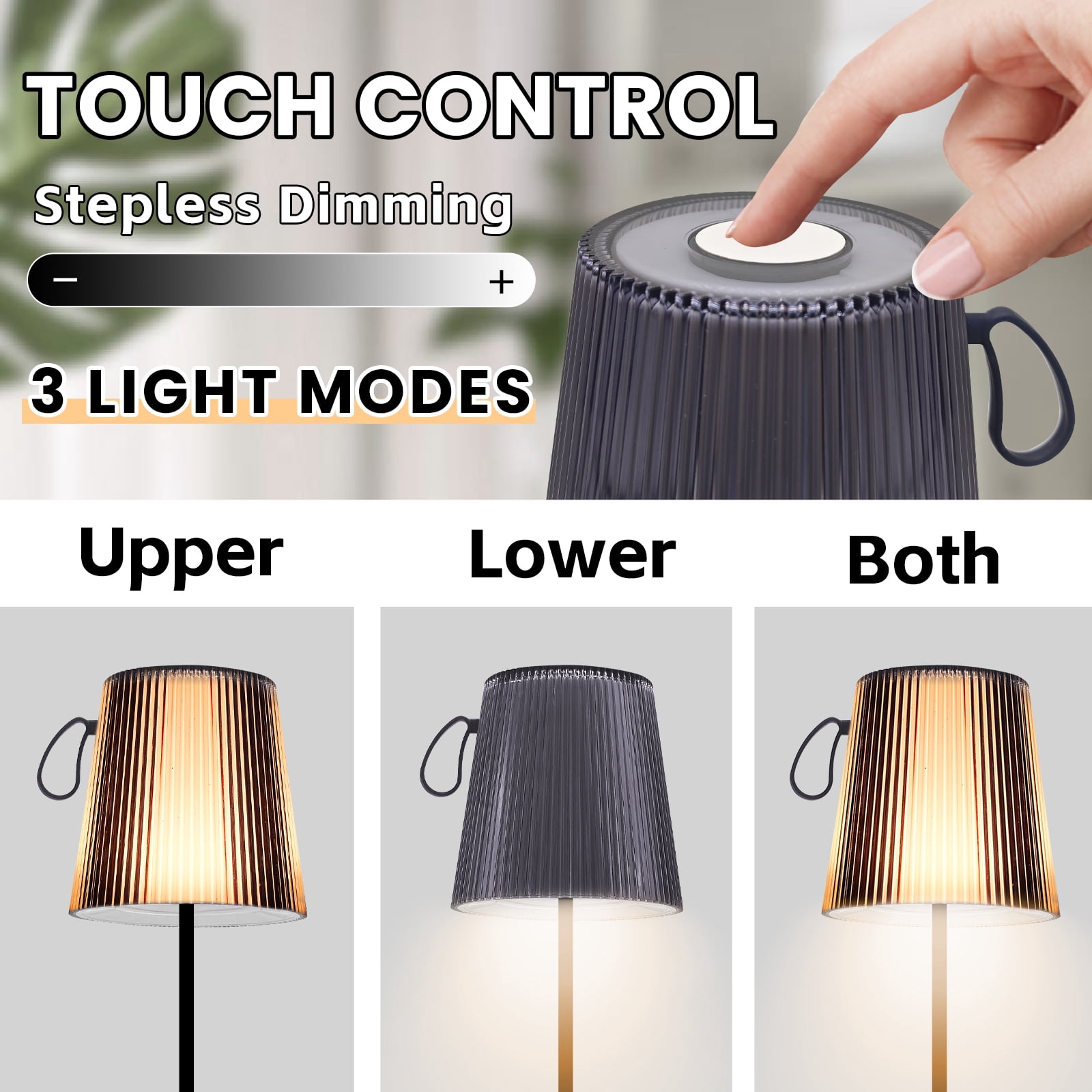 Qcwqmyl  Cordless Table Lamp 2 Pack, Rechargeable Touch Lamps for Bedside Table, Stepless Dimming RGB LED Desk Lamps for Bedroom, Portable Night Light Nightstand Camping Tent Light