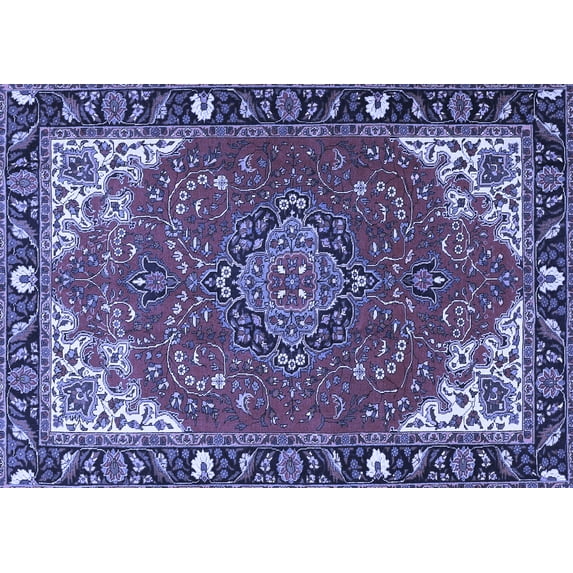 Ahgly Company Machine Washable Indoor Rectangle Medallion Blue Traditional Area Rugs, 3' x 5'